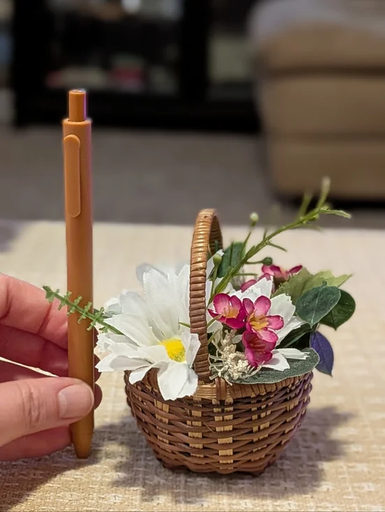 Handmade Little Artificial Flower Basket - Picture 4 of 5